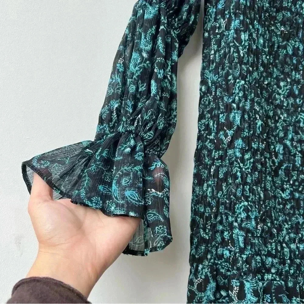 Misa Los Angeles Rashida Maxi Dress - Green Floral on Black- Size S - Picture 9 of 16